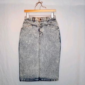 Vintage Acid Wash Denim Pencil Skirt